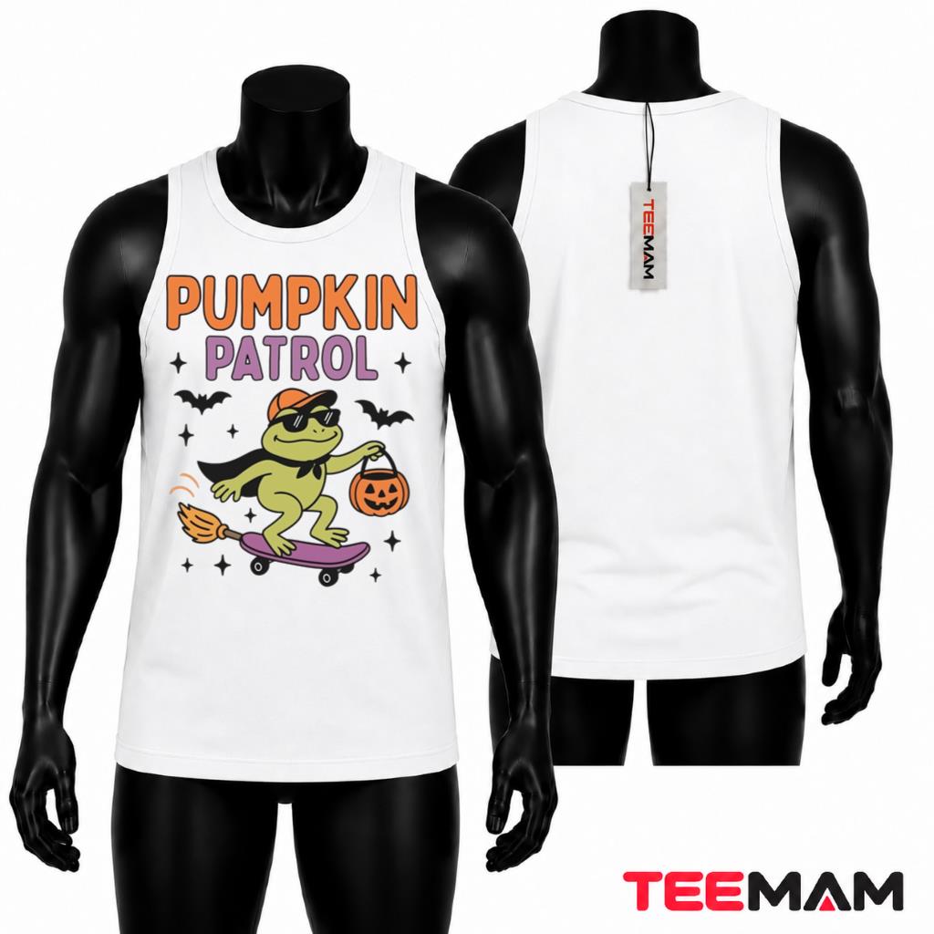 Halloween Skater Frog Tank Top Pumpkin Patrol Halloween Skater Frog Tank Top Pumpkin Patrol