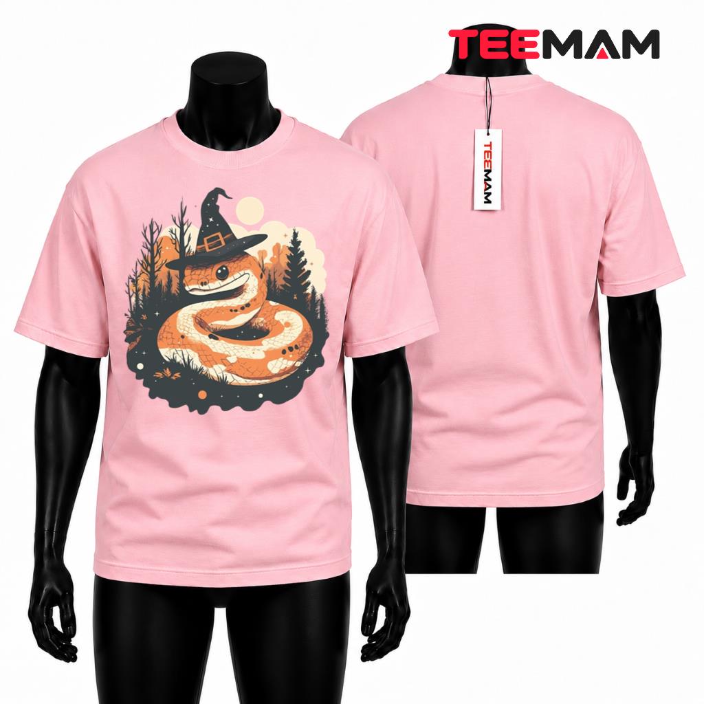 Halloween Snake T-Shirt Cute Witch Hat Reptile Spooky