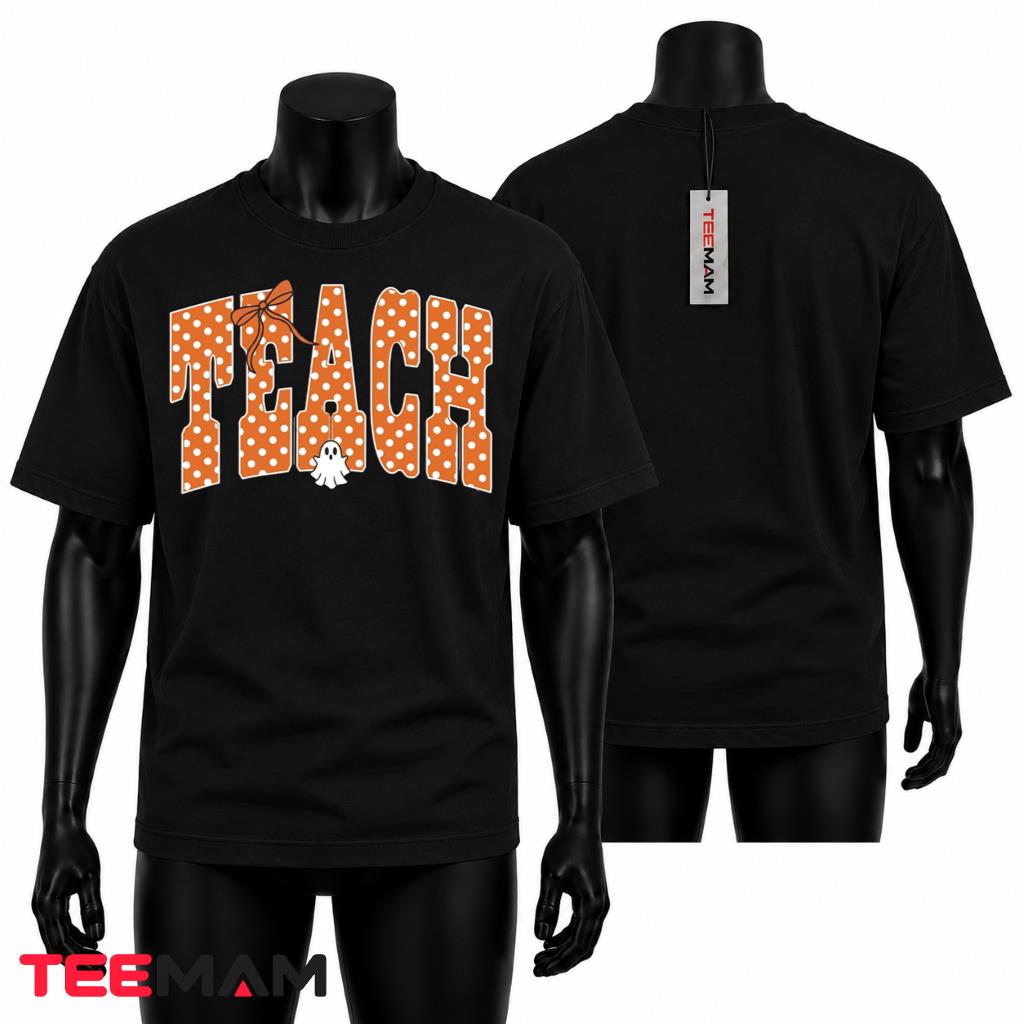 Halloween Teacher T-Shirt Teach Polka Dot Ghost