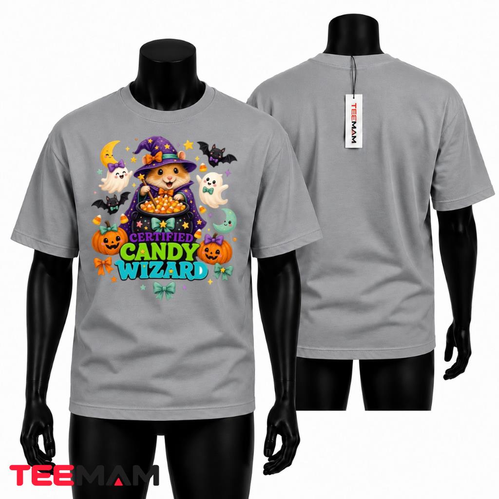 Halloween Witch Hamster T-Shirt Cute Candy Wizard