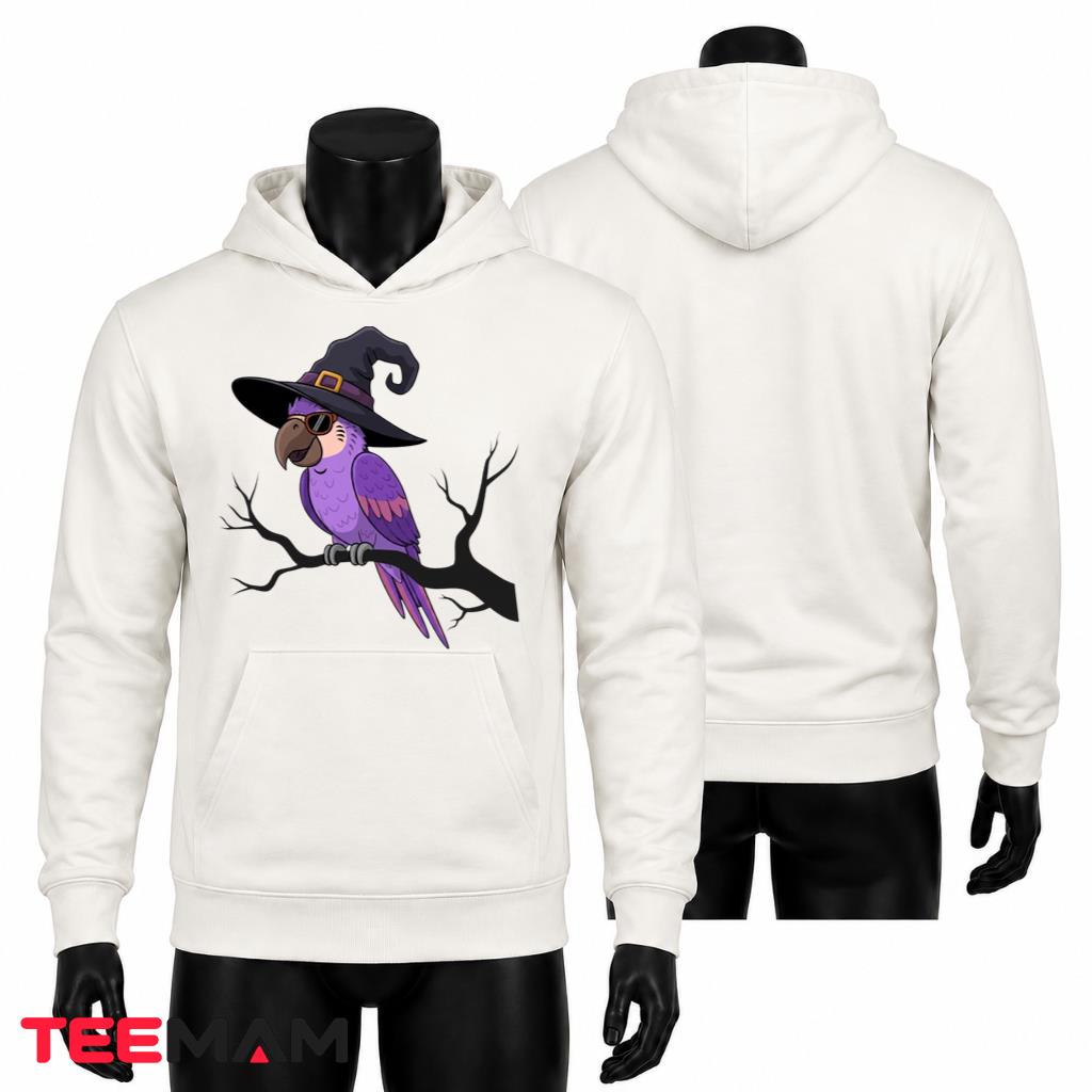 Halloween Witch Parrot Hoodie Cute Bird Spooky Party Halloween Witch Parrot Hoodie Cute Bird Spooky Party