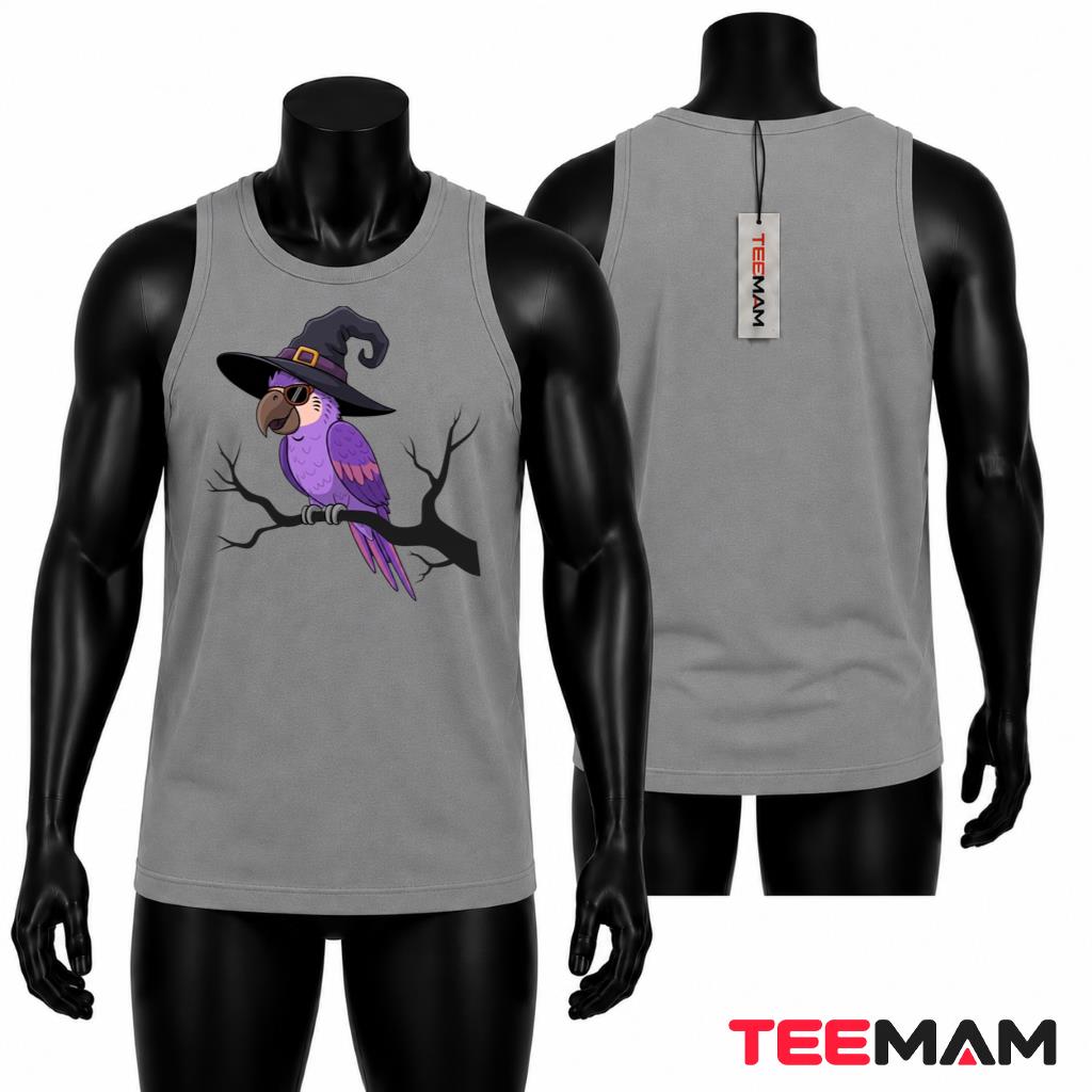Halloween Witch Parrot Tank Top Cute Bird Spooky Party Halloween Witch Parrot Tank Top Cute Bird Spooky Party