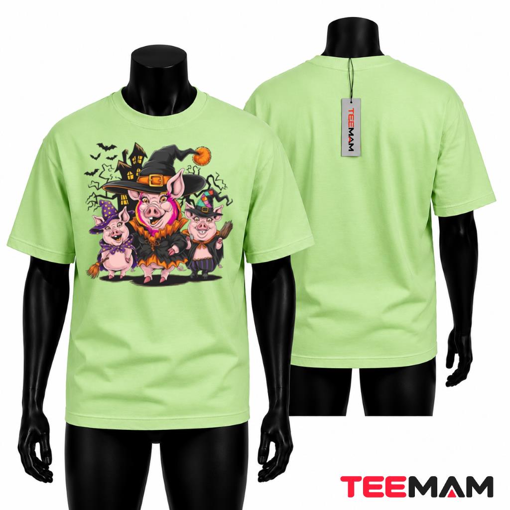 Halloween Witch Pigs T-Shirt Cute Spooky Magic Costumes