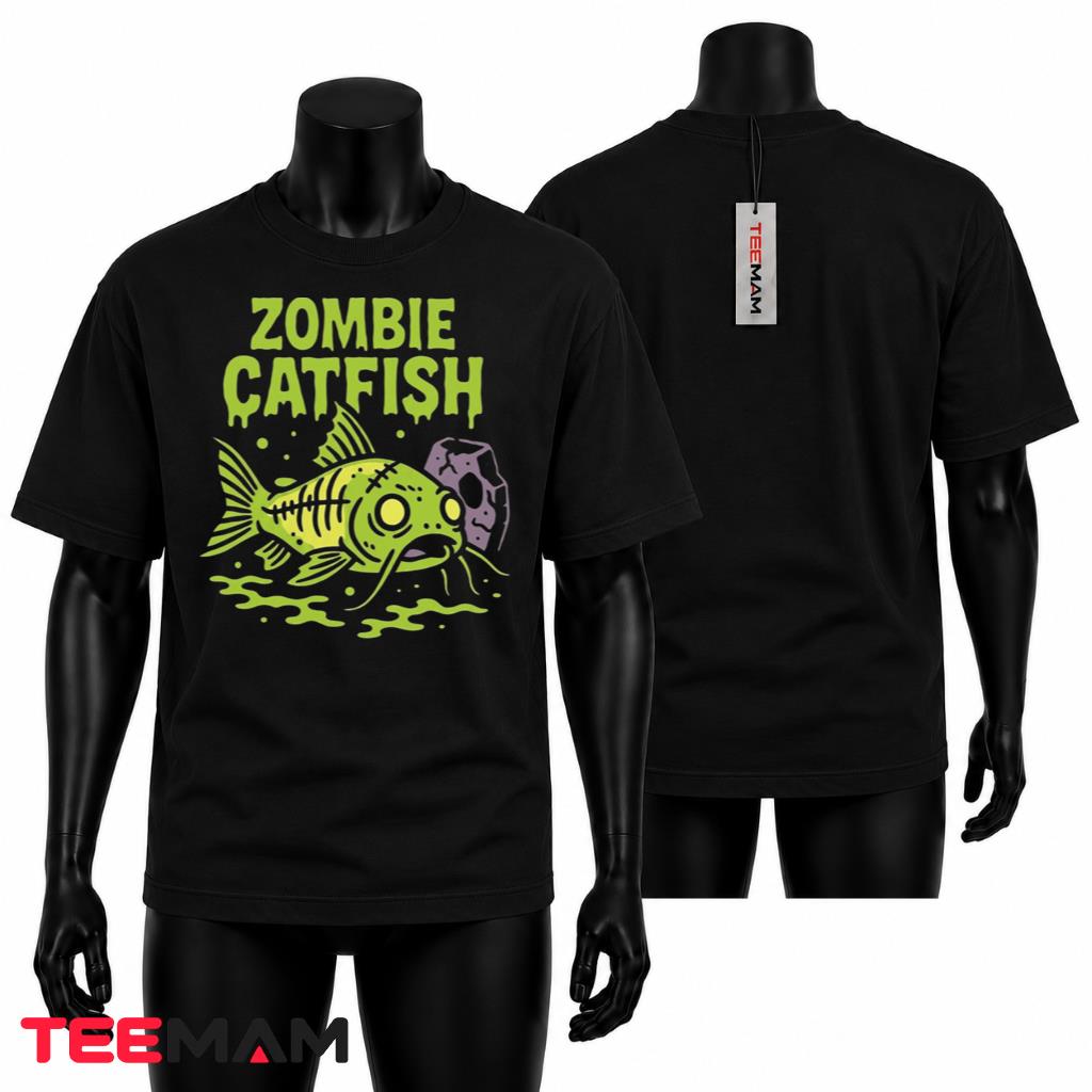 Halloween Zombie Catfish T-Shirt Spooky Undead Fish