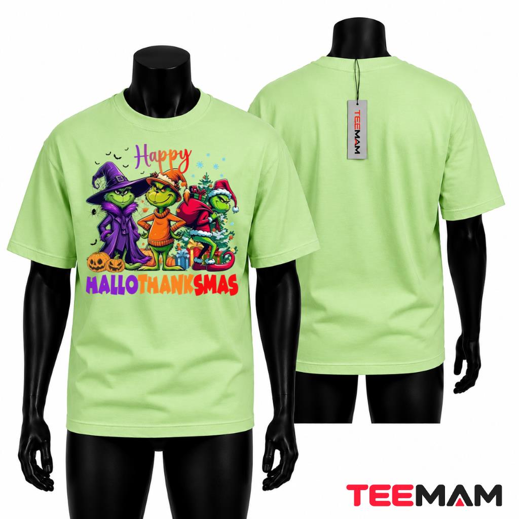 Happy Hallothanksmas Grinch Thanksgiving Christmas T-Shirt