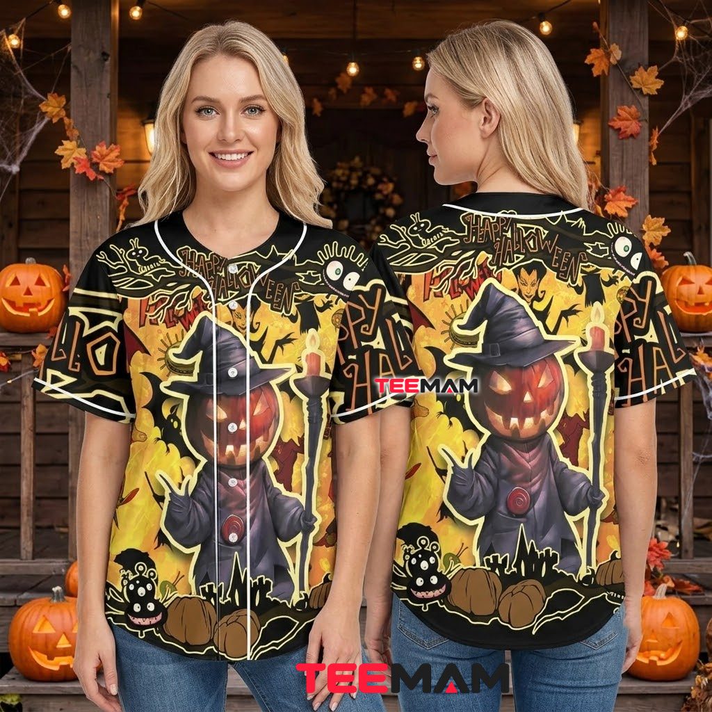 Happy Halloween Baseball Jersey Pumpkin Witch Wizard 3 Happy Halloween Baseball Jersey Pumpkin Witch Wizard 3