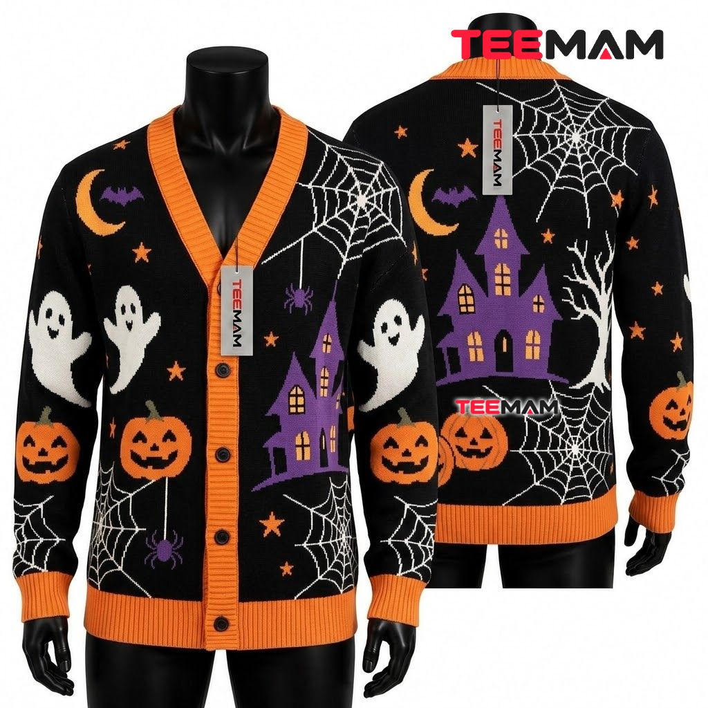 Haunted House Halloween Cardigan Potion Bottle Haunted House Halloween Cardigan Potion Bottle