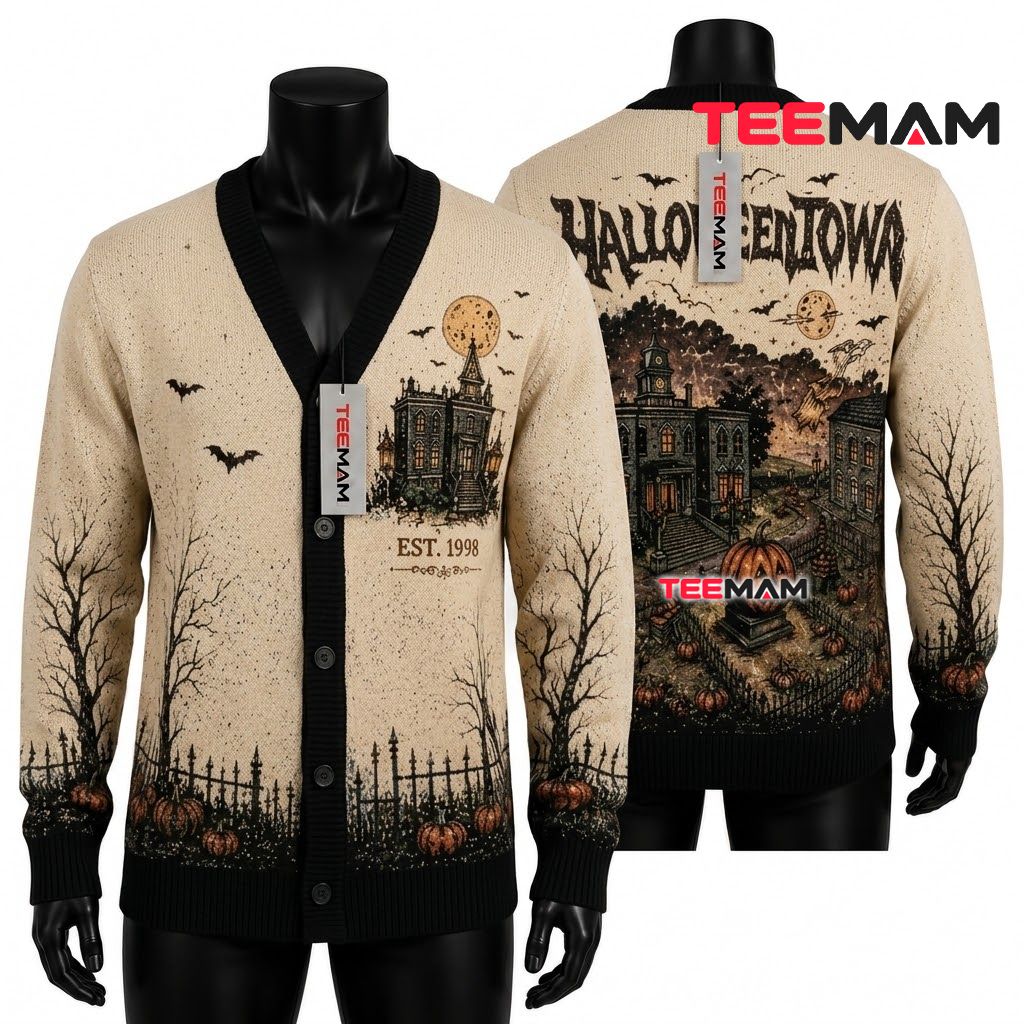 Haunted Mansion Halloween Cardigan Town Square Pumpkin 1