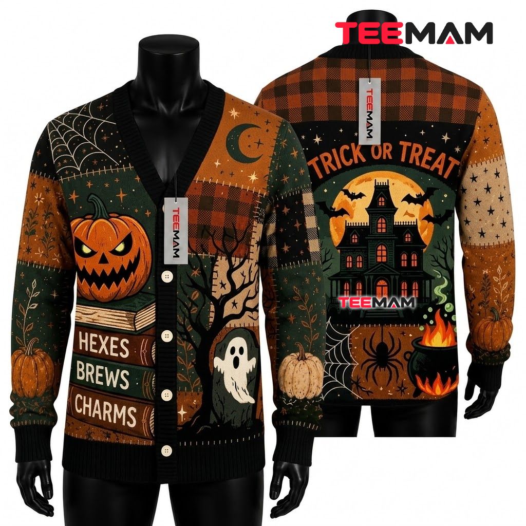 Hocus Pocus Halloween Cardigan Witch Black Cat Hocus Pocus Halloween Cardigan Witch Black Cat