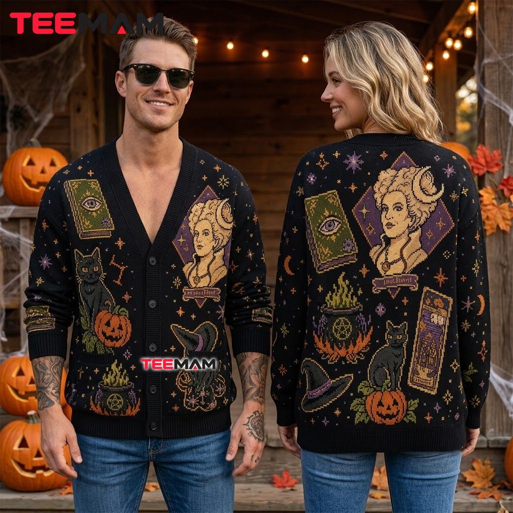 Hocus Pocus Halloween Cardigan Witch Black Cat 2 Hocus Pocus Halloween Cardigan Witch Black Cat 2