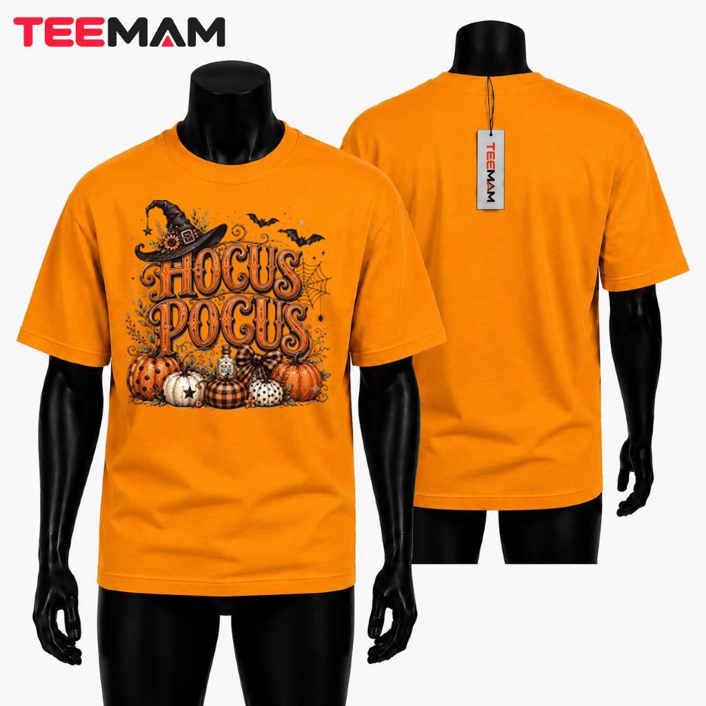 Hocus Pocus Halloween T-Shirt Witch Hat Pumpkin Spooky