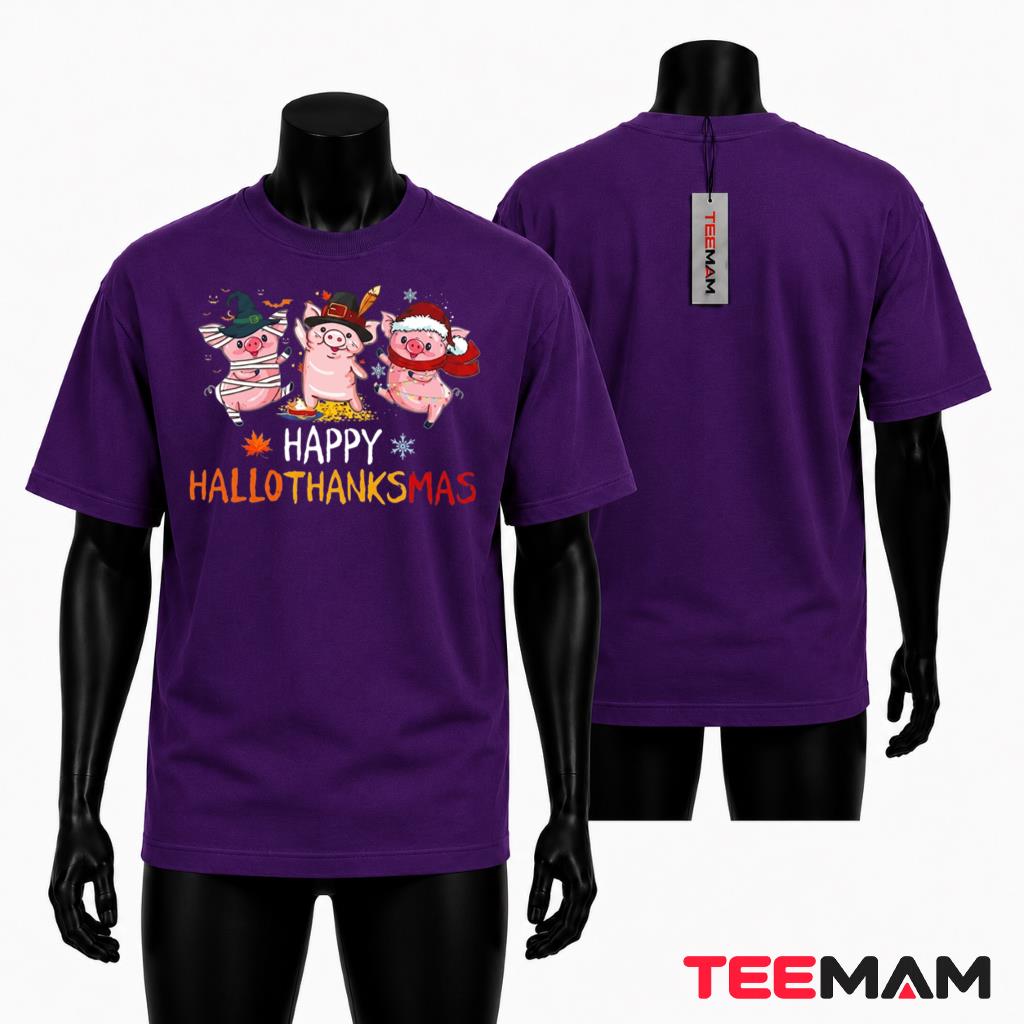 Holiday Pigs T-Shirt Happy Hallothanksmas