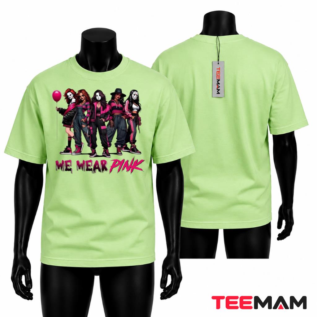 Horror Halloween T-Shirt Horror Movie Characters Pink