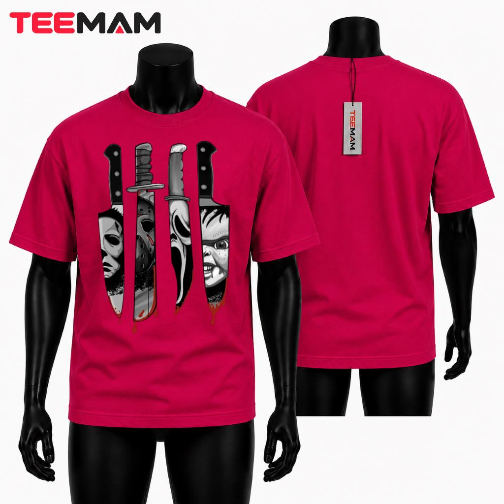 Horror Movie Characters Halloween T-Shirt Bloody Knife Villains