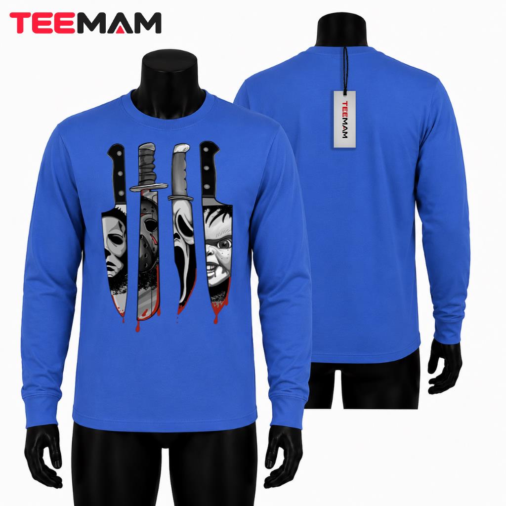 Horror Movie Characters Halloween Long Sleeve Bloody Knife Villains Horror Movie Characters Halloween Long Sleeve Bloody Knife Villains