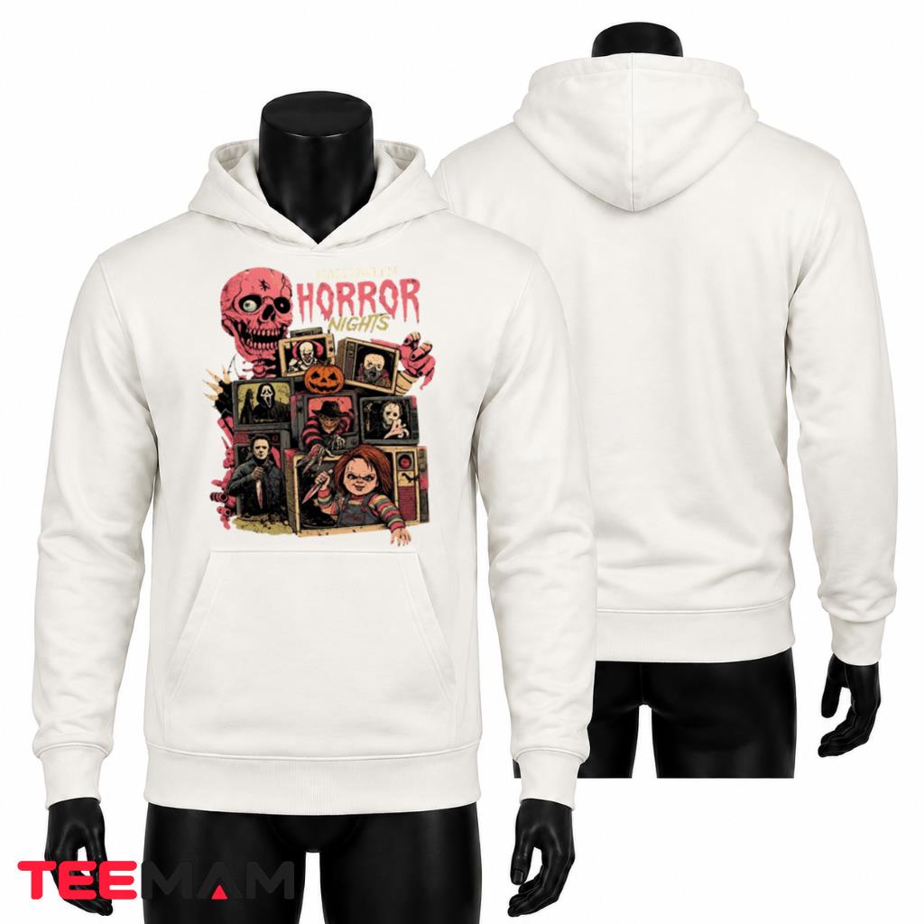 Horror Movie Characters Halloween Hoodie Horror Nights Retro TV Skull Horror Movie Characters Halloween Hoodie Horror Nights Retro TV Skull