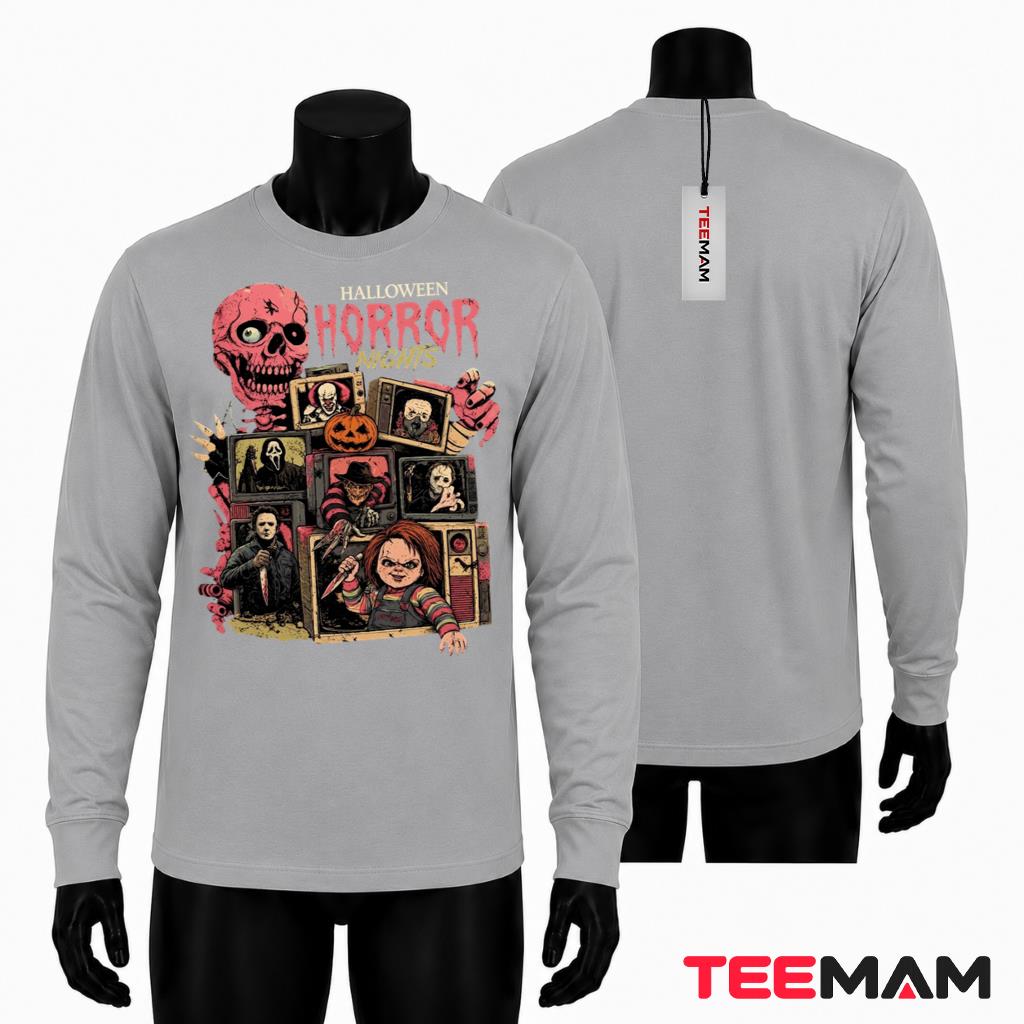 Horror Movie Characters Halloween Long Sleeve Horror Nights Retro TV Skull Horror Movie Characters Halloween Long Sleeve Horror Nights Retro TV Skull