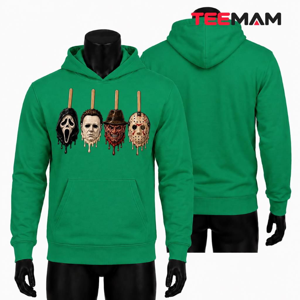 Horror Movie Characters Halloween Hoodie Melting Popsicle Masks Horror Movie Characters Halloween Hoodie Melting Popsicle Masks