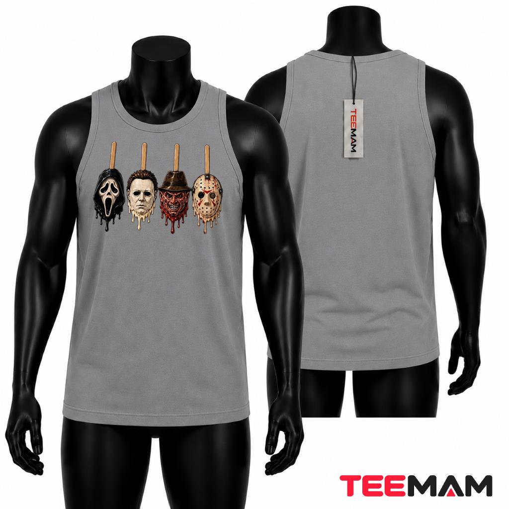 Horror Movie Characters Halloween Tank Top Melting Popsicle Masks Horror Movie Characters Halloween Tank Top Melting Popsicle Masks