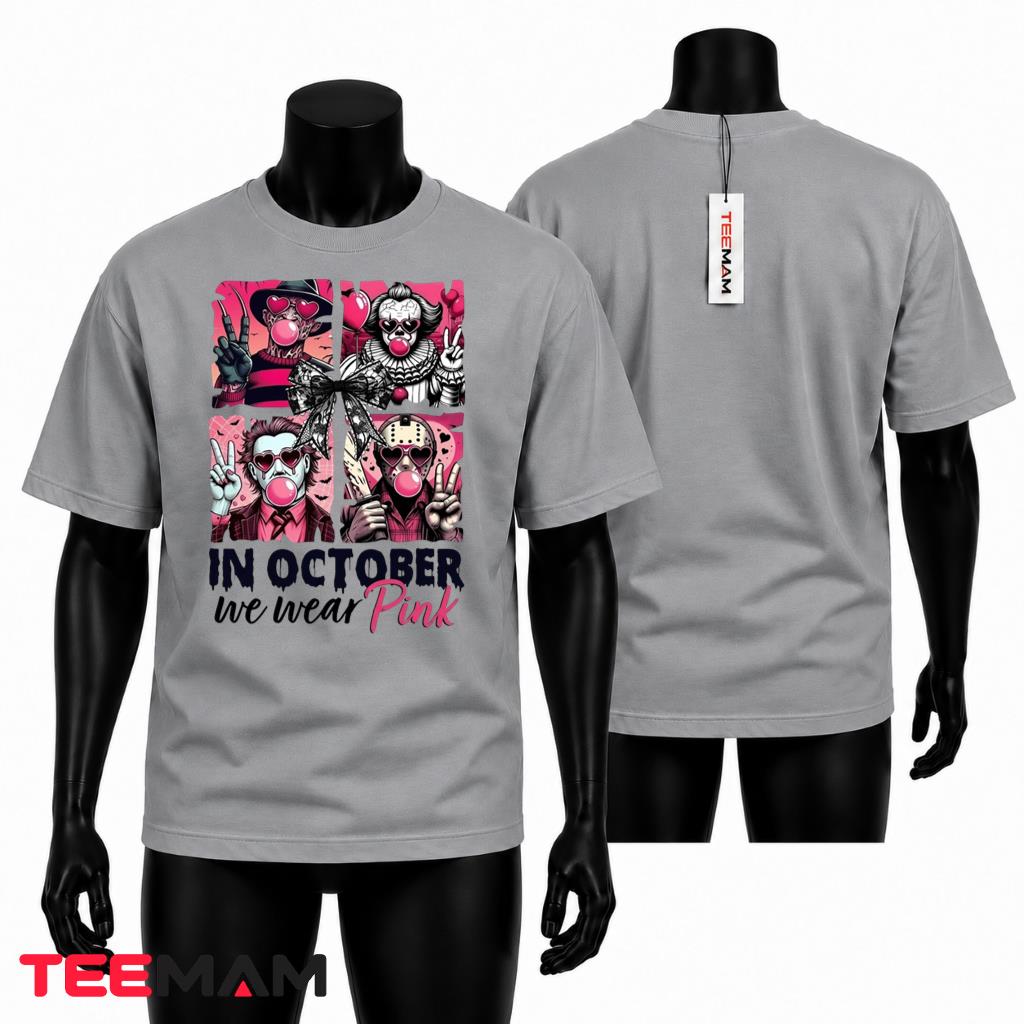 Horror Movie Characters Halloween T-Shirt Pink Bow