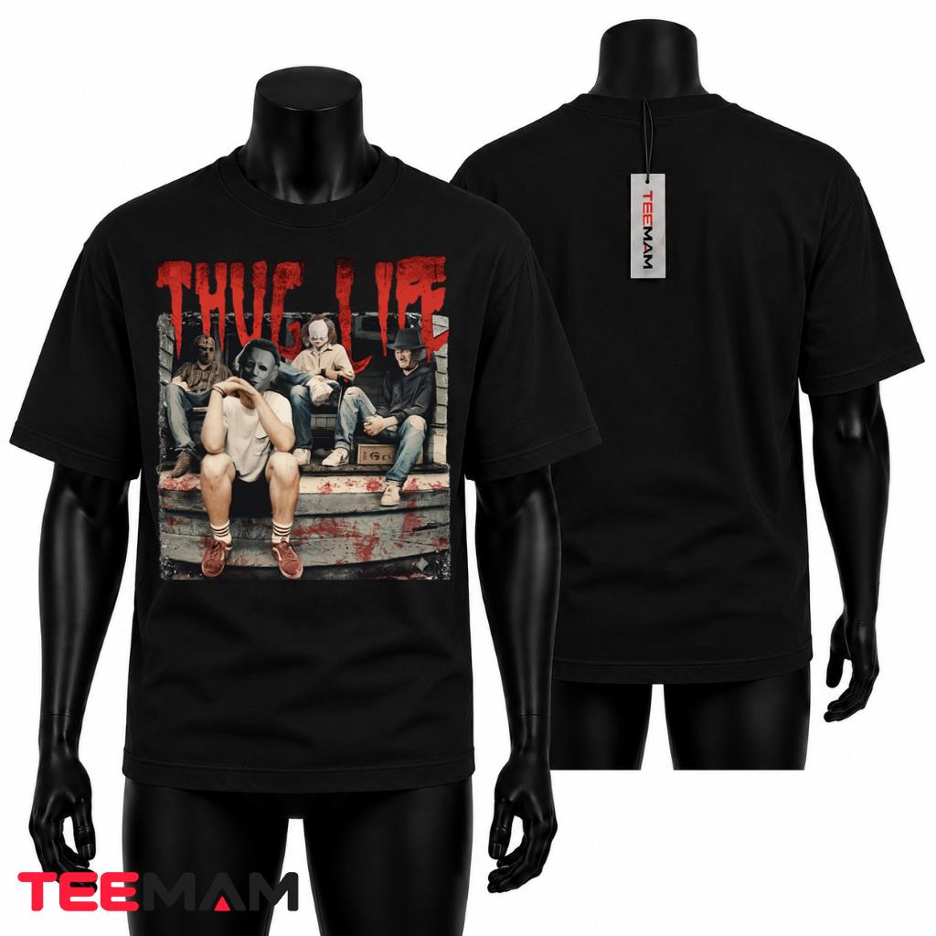 Horror Movie Characters Halloween T-Shirt Thug Life Porch