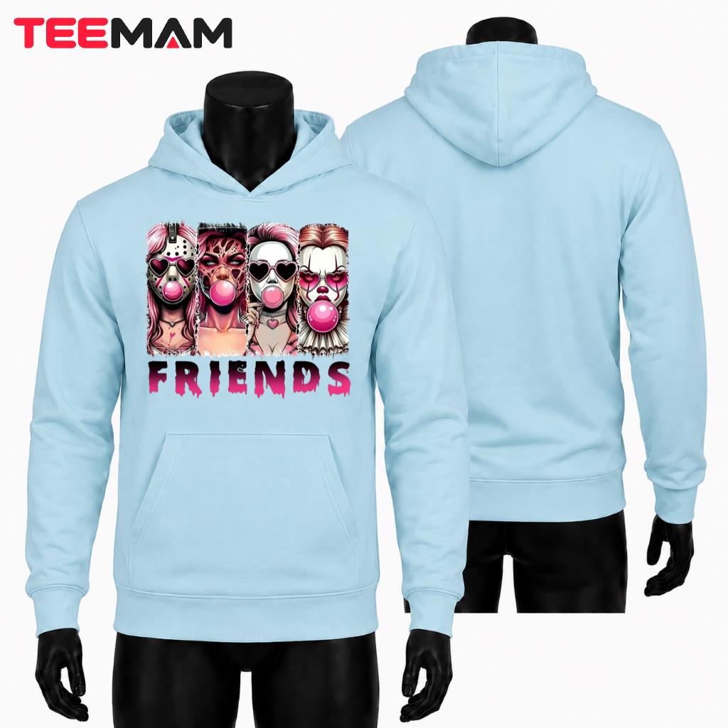 Horror Movie Friends Halloween Hoodie Pink Bubblegum Horror Movie Friends Halloween Hoodie Pink Bubblegum