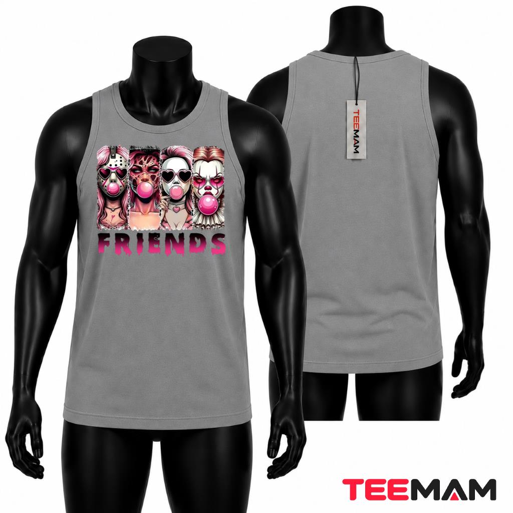Horror Movie Friends Halloween Tank Top Pink Bubblegum Horror Movie Friends Halloween Tank Top Pink Bubblegum