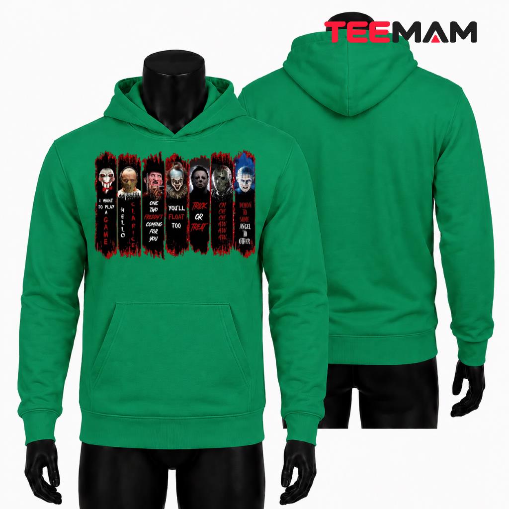 Horror Movie Villains Halloween Hoodie Blood Drip Panels Horror Movie Villains Halloween Hoodie Blood Drip Panels