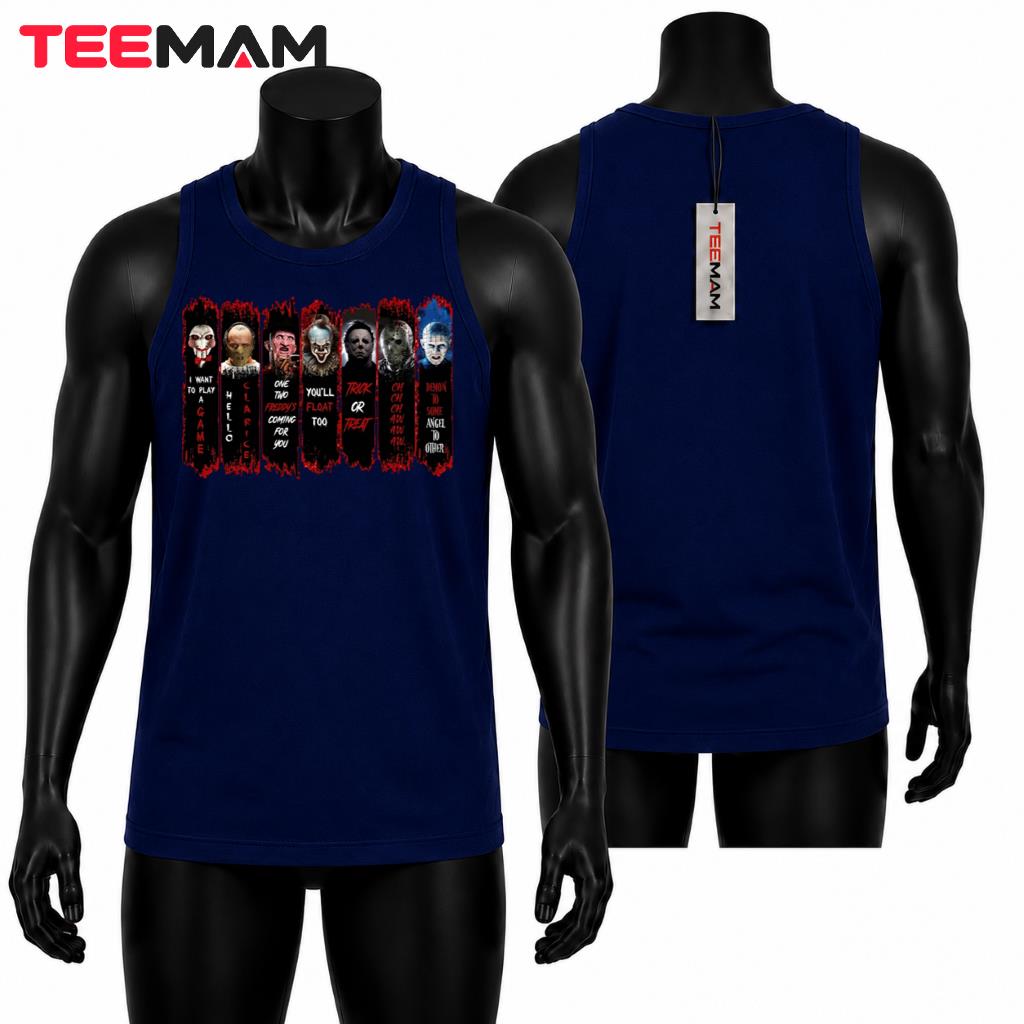 Horror Movie Villains Halloween Tank Top Blood Drip Panels Horror Movie Villains Halloween Tank Top Blood Drip Panels