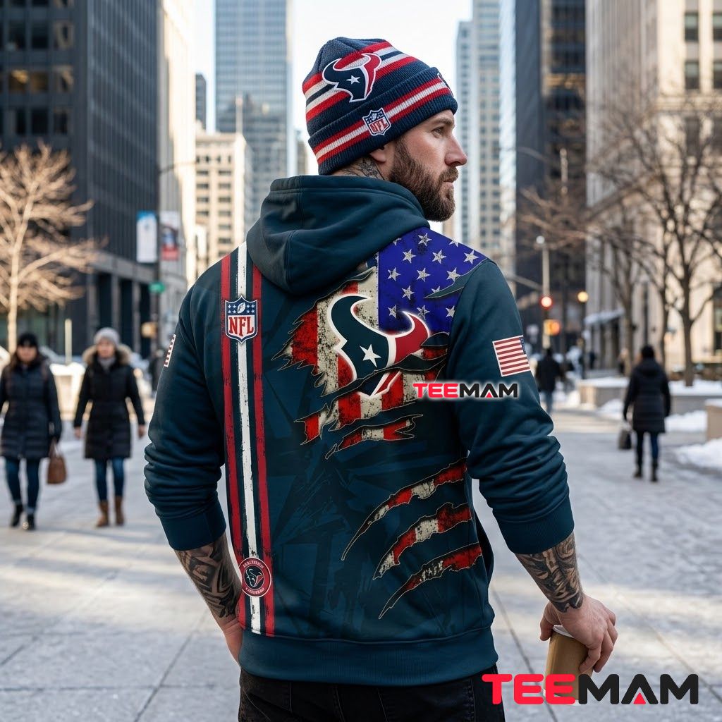 Houston Texans 3D Hoodie American Flag Claw Mark Version 3 Houston Texans 3D Hoodie American Flag Claw Mark Version 3