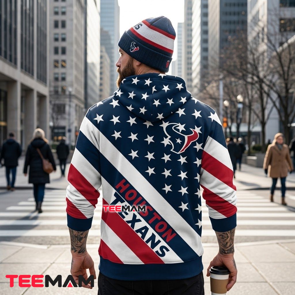 Houston Texans 3D Hoodie American Flag Diagonal Stripes Version 3 Houston Texans 3D Hoodie American Flag Diagonal Stripes Version 3