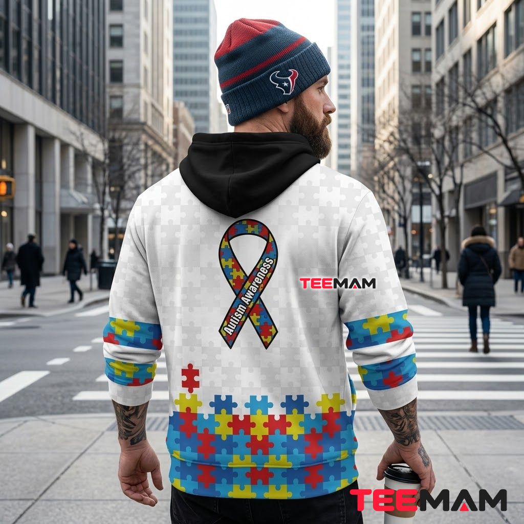 Houston Texans 3D Hoodie Autism Awareness Puzzle Design Version 3 Houston Texans 3D Hoodie Autism Awareness Puzzle Design Version 3