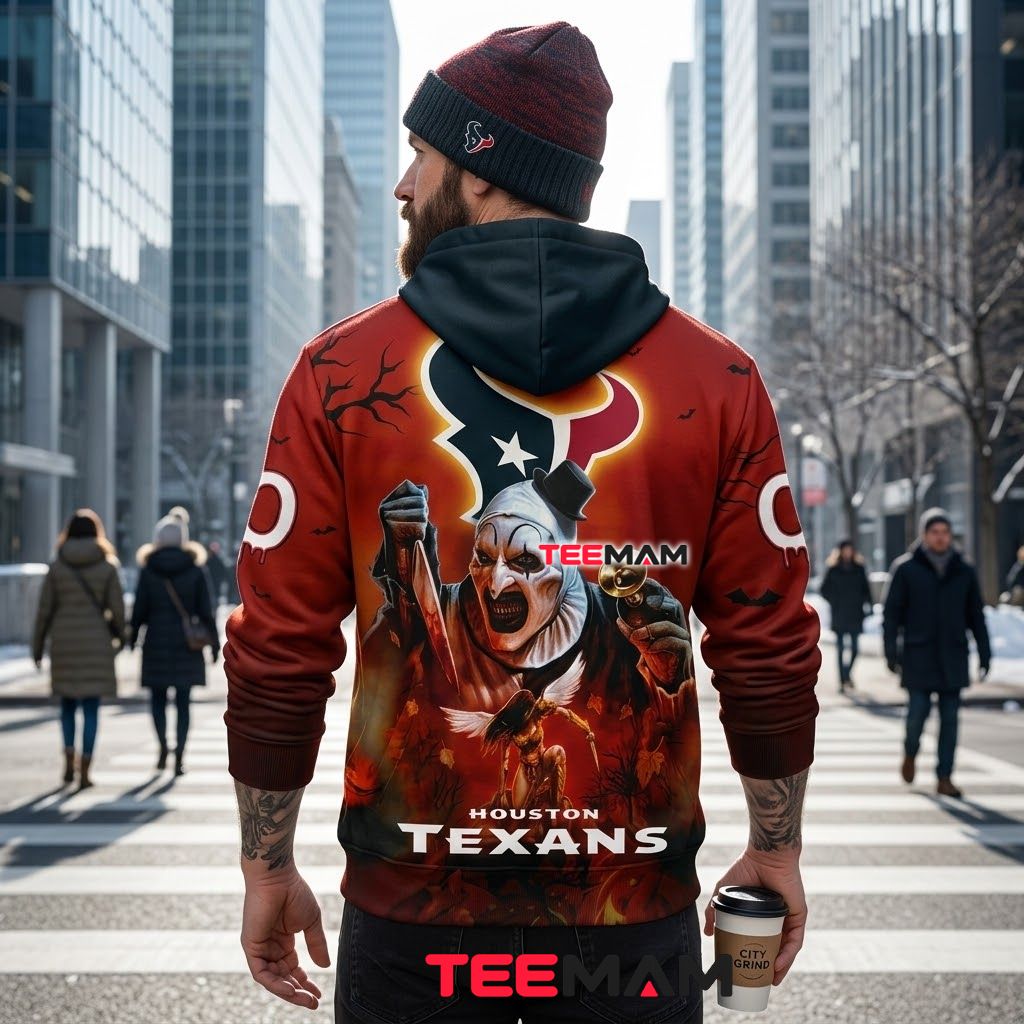Houston Texans 3D Hoodie Halloween Killer Clown Design Version 3 Houston Texans 3D Hoodie Halloween Killer Clown Design Version 3