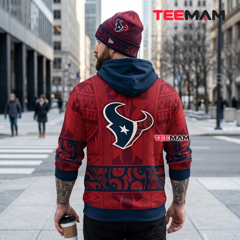 Houston Texans 3D Hoodie Polynesian Tribal Pattern Version 3 Houston Texans 3D Hoodie Polynesian Tribal Pattern Version 3