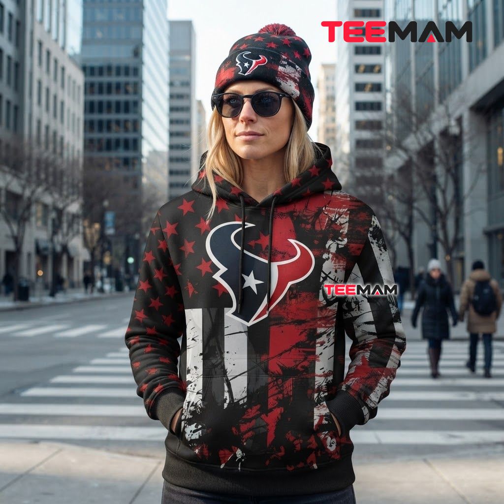 Houston Texans 3D Hoodie Star Flag Splash Design Back Houston Texans 3D Hoodie Star Flag Splash Design Back