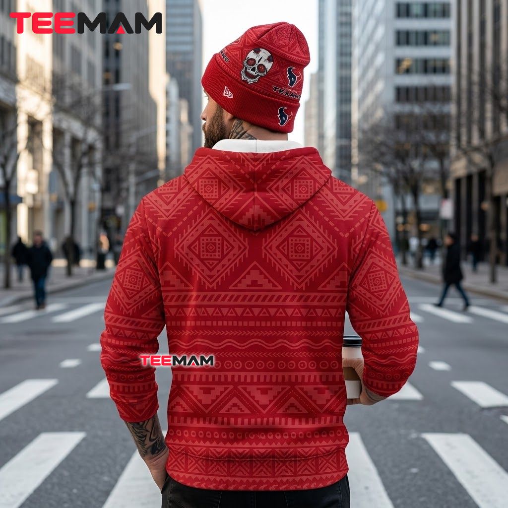 Houston Texans 3D Hoodie Sugar Skull Aztec Pattern Version 3 Houston Texans 3D Hoodie Sugar Skull Aztec Pattern Version 3