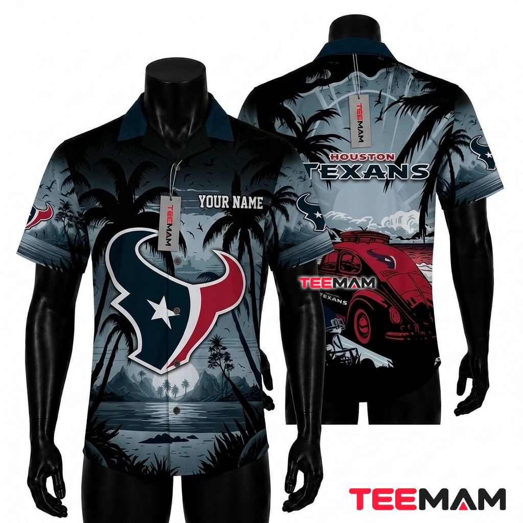 Houston Texans Hawaiian Shirt Beetle Car Custom Name Front