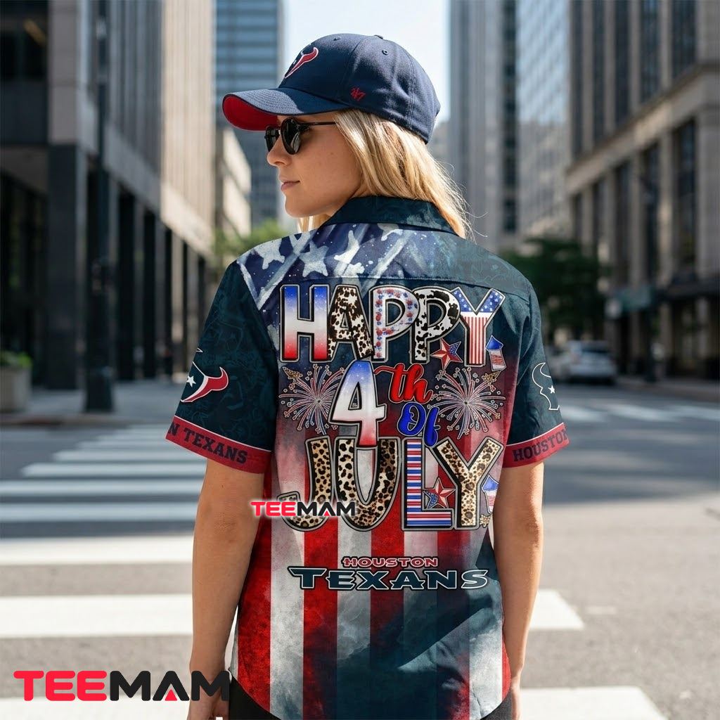 Houston Texans Hawaiian Shirt Happy 4th Of July American Flag Design Version 3 Houston Texans Hawaiian Shirt Happy 4th Of July American Flag Design Version 3
