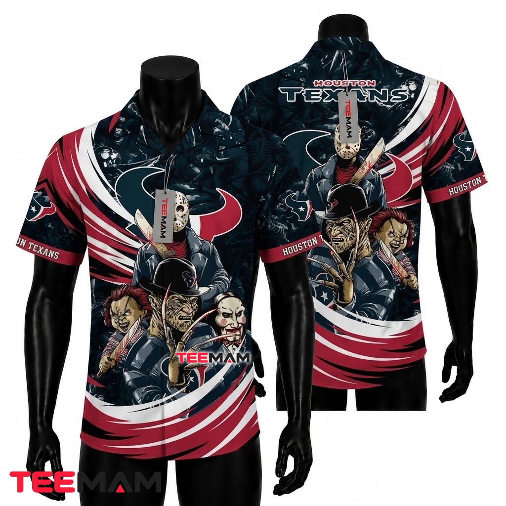 Houston Texans Hawaiian Shirt Horror Movie Villains Squad Front