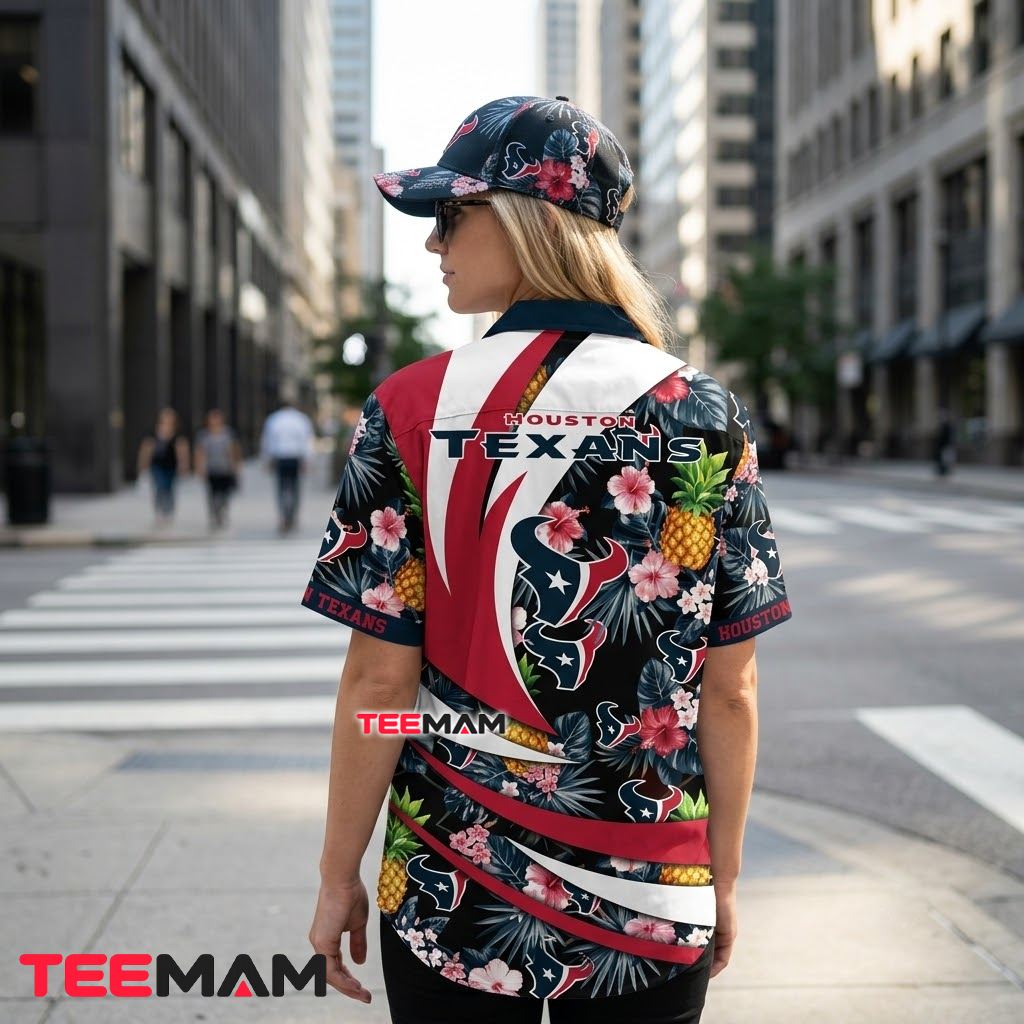 Houston Texans Hawaiian Shirt Pineapple Tropical Ribbon Swirl Version 3 Houston Texans Hawaiian Shirt Pineapple Tropical Ribbon Swirl Version 3