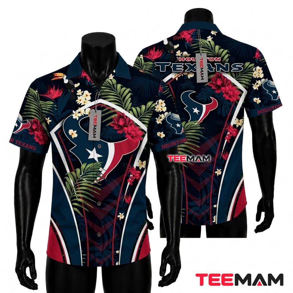 Houston Texans Hawaiian Shirt Pineapple Tropical Ribbon Swirl Houston Texans Hawaiian Shirt Pineapple Tropical Ribbon Swirl