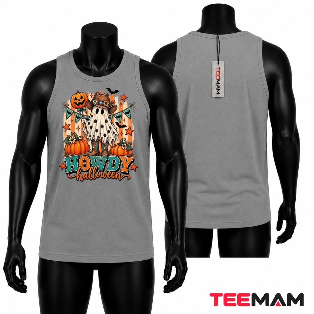 Howdy Halloween Tank Top Cowboy Ghost Western Pumpkin Howdy Halloween Tank Top Cowboy Ghost Western Pumpkin
