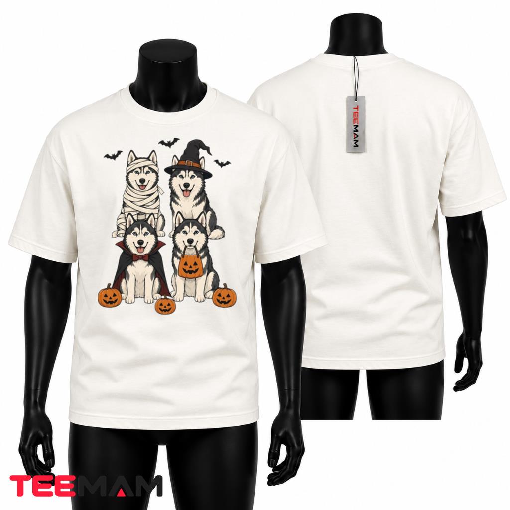 Husky Halloween T-Shirt Spooky Dog Costume Pumpkin Party