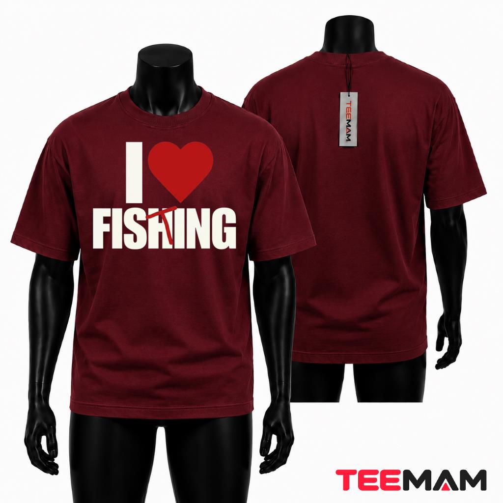 I Love Fishing Heart Hobby Graphic T-Shirt