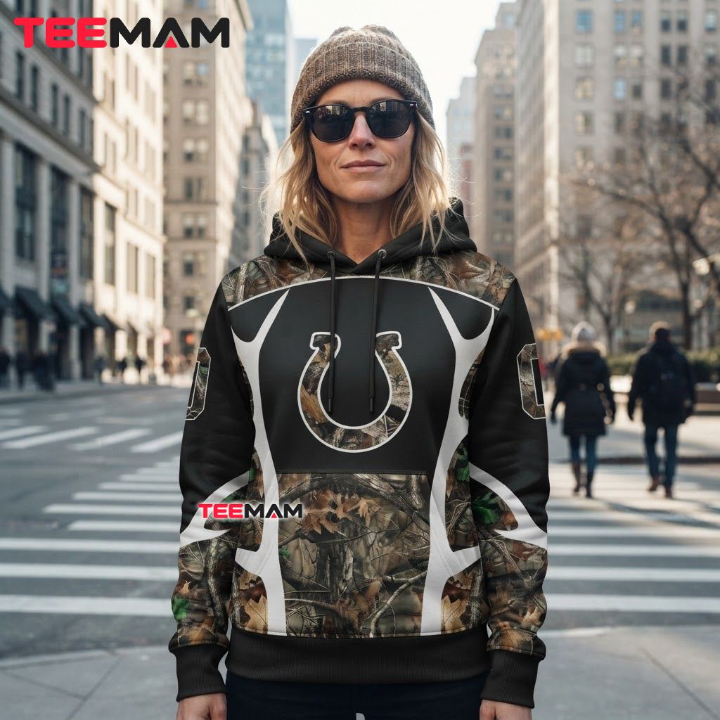 Indianapolis Colts 3D Hoodie Antler Hunting Camo Panel Back Indianapolis Colts 3D Hoodie Antler Hunting Camo Panel Back