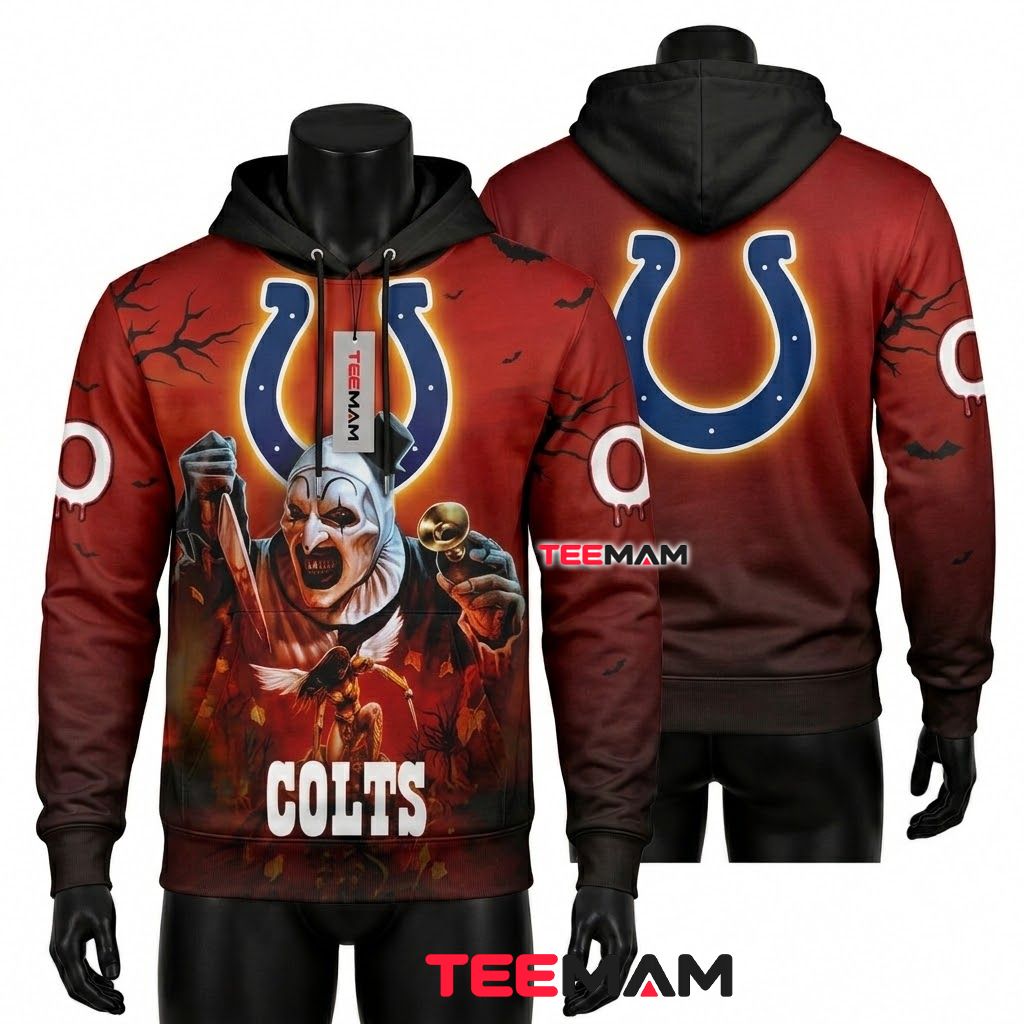 Indianapolis Colts 3D Hoodie Art The Clown Halloween Front