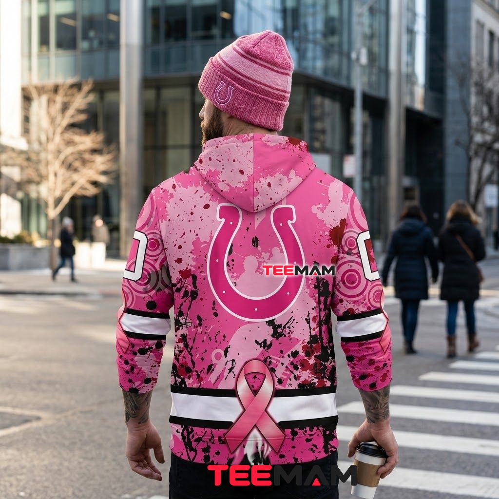 Indianapolis Colts 3D Hoodie Breast Cancer Pink Ribbon Version 3 Indianapolis Colts 3D Hoodie Breast Cancer Pink Ribbon Version 3