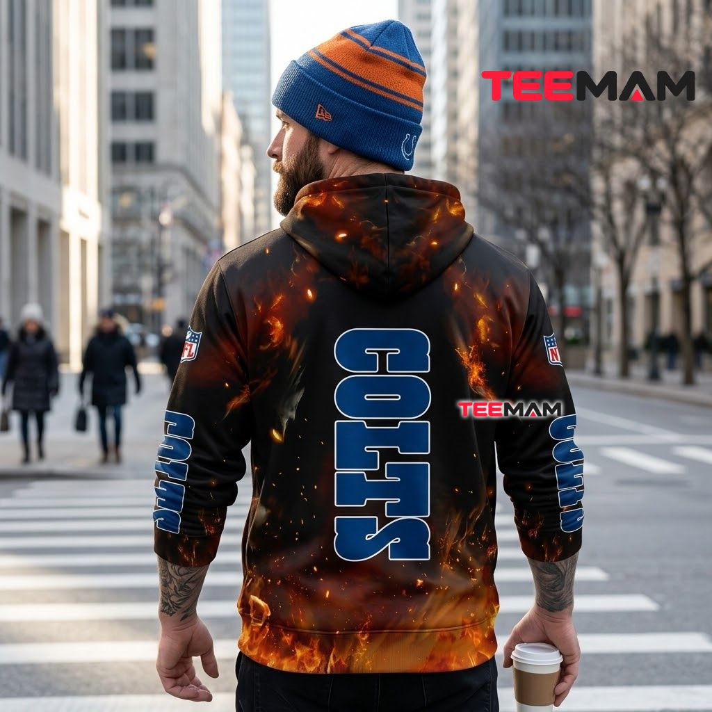 Indianapolis Colts 3D Hoodie Flaming Skull Fist Design Version 3 Indianapolis Colts 3D Hoodie Flaming Skull Fist Design Version 3