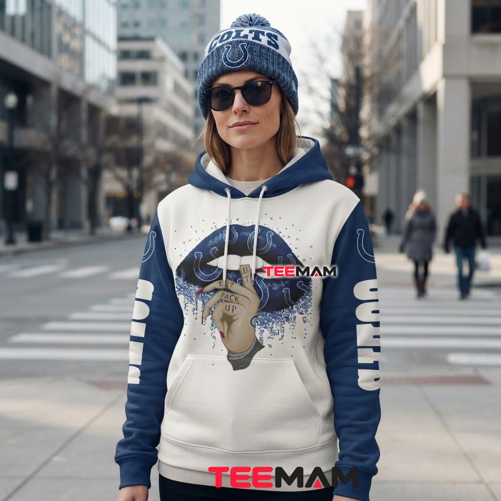Indianapolis Colts 3D Hoodie Glitter Lips Bold Print Back Indianapolis Colts 3D Hoodie Glitter Lips Bold Print Back
