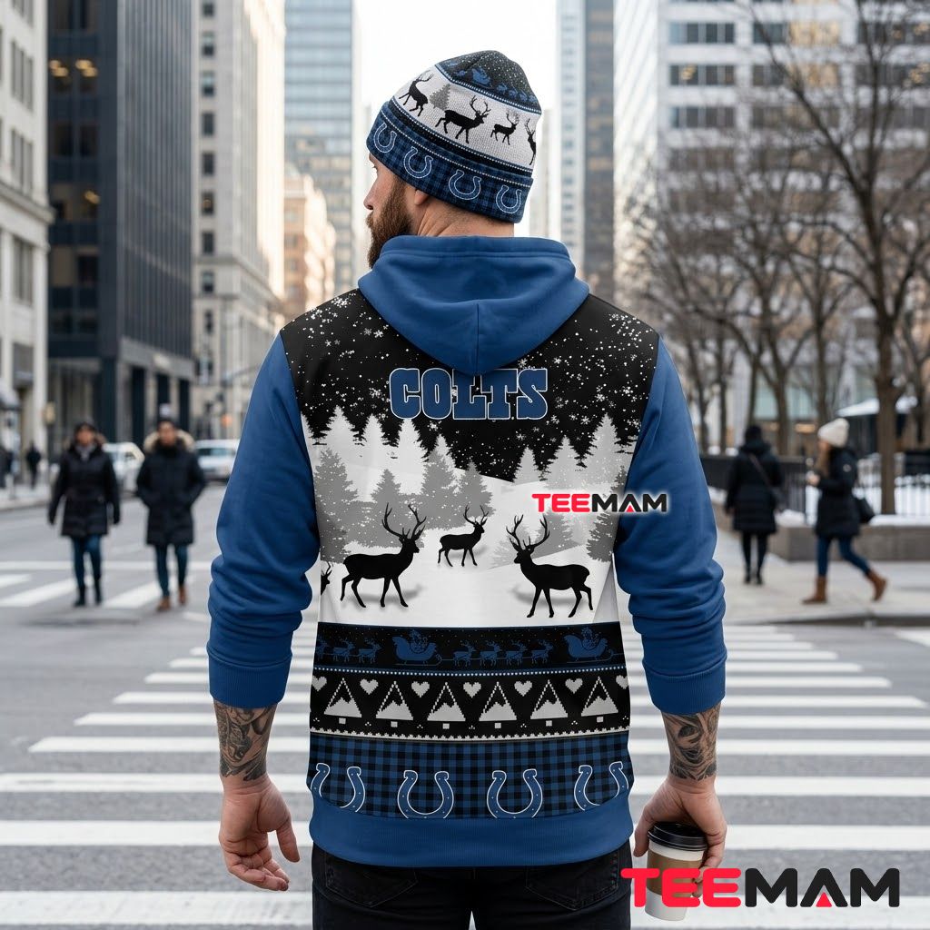 Indianapolis Colts 3D Hoodie Reindeer Winter Forest Ugly Sweater Version 3 Indianapolis Colts 3D Hoodie Reindeer Winter Forest Ugly Sweater Version 3